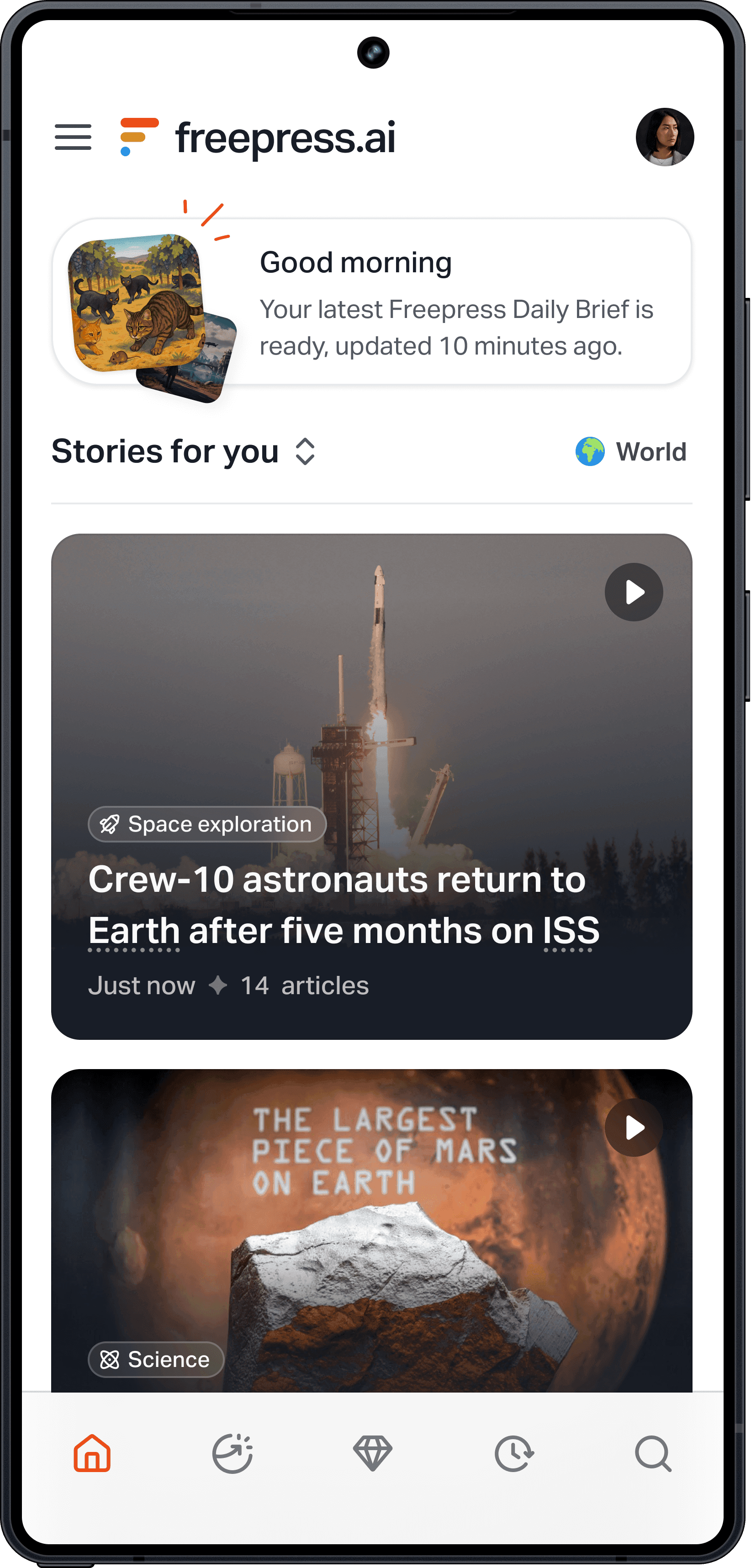 Freepress app in Android phone