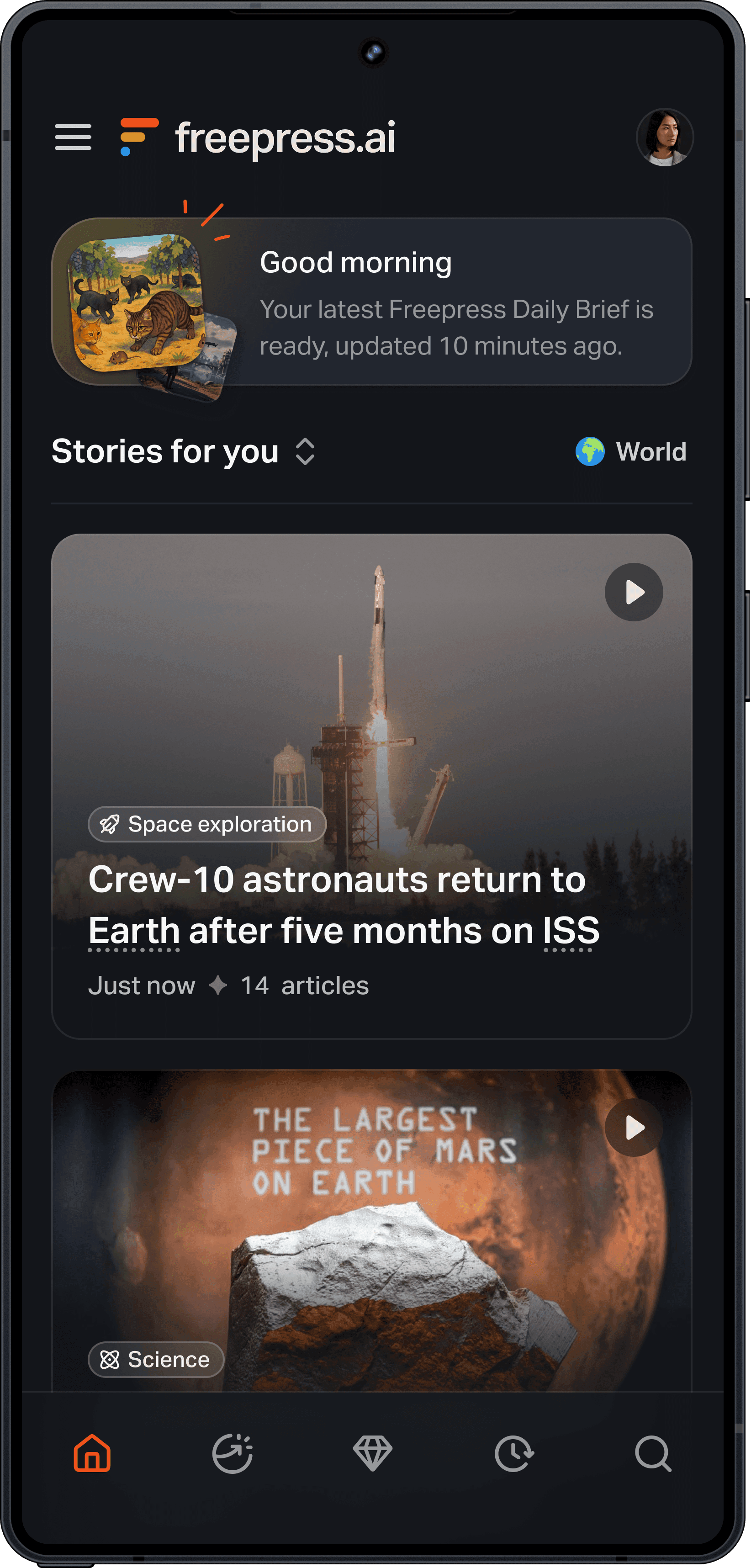 Freepress app in Android phone